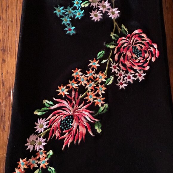 Vintage Betsey Johnson New York Black Velvet Embroidered Pants - Picture 4 of 6